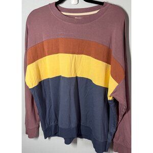 Thread & Supply Womens Color Block Crew Neck Sweatshirt "that cozy life" Medium